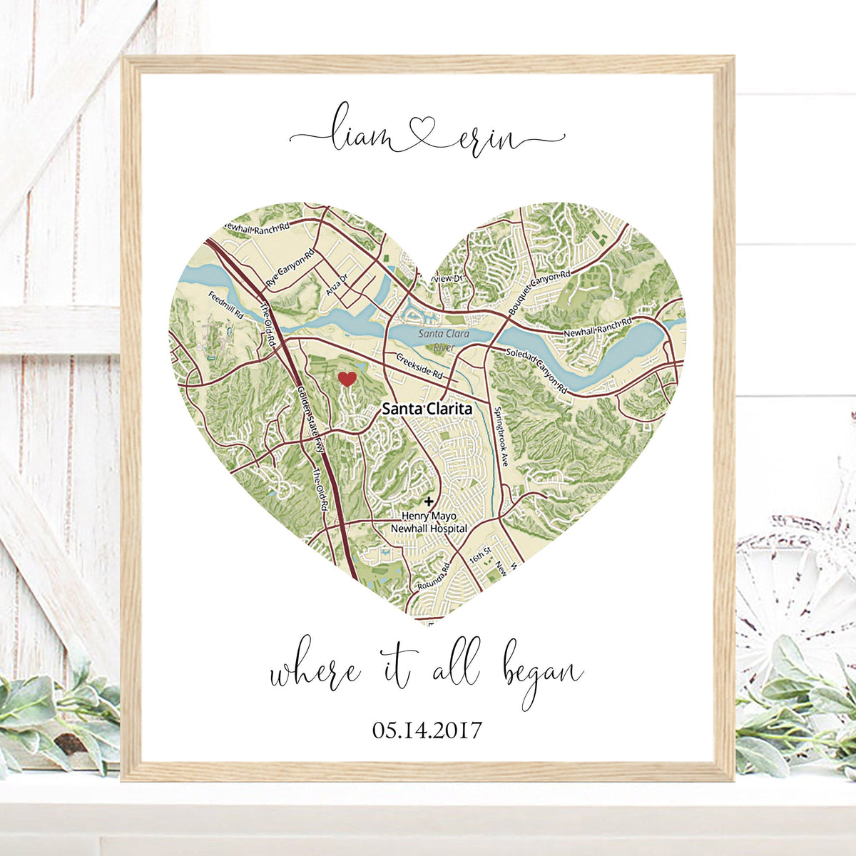 Met Engaged Married Map Art, Personalized for outlet Bridal Shower Gifts, Custom Wedding Gifts or Anniversaries - Vintage Map, Heart Art Print