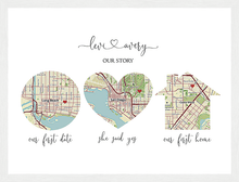 Load image into Gallery viewer, Custom Map of Your Story - The Perfect Anniversary &amp; Wedding Gift
