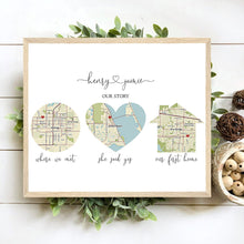 Load image into Gallery viewer, Custom Map of Your Story - The Perfect Anniversary &amp; Wedding Gift
