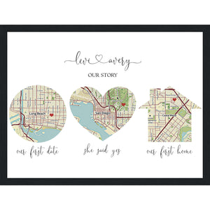 Custom Map of Your Story - The Perfect Anniversary & Wedding Gift