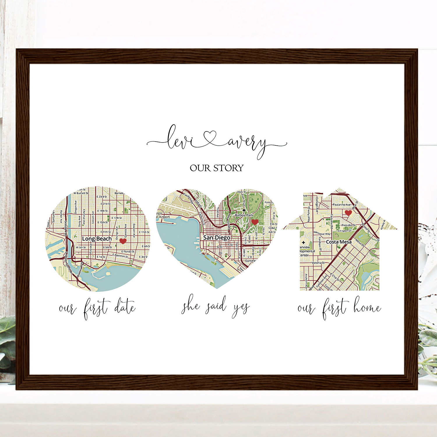 Personalized 1st Wedding Anniversary Gift Custom Map Location Print, First  Anniversary Photo Gift - Best Personalized Gifts For Everyone