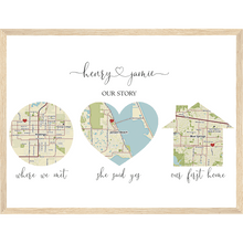 Load image into Gallery viewer, Custom Map of Your Story - The Perfect Anniversary &amp; Wedding Gift
