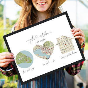 Custom Map of Your Story - The Perfect Anniversary & Wedding Gift