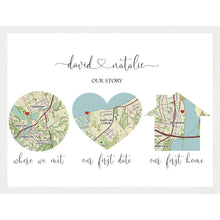 Load image into Gallery viewer, Custom Map of Your Story - The Perfect Anniversary &amp; Wedding Gift
