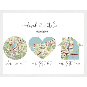 Custom Map of Your Story - The Perfect Anniversary & Wedding Gift