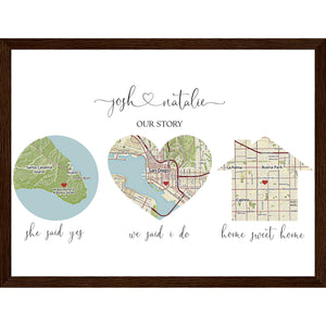 Custom Map of Your Story - The Perfect Anniversary & Wedding Gift